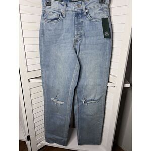 NWT Wild Fable Women's Sz 00 Super High Rise Distressed Straight Jeans Buttonfly